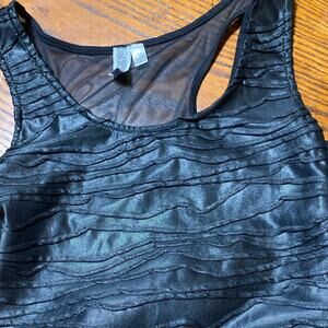 BKE Black Zebra Metallic Textured Tank Top Sheer Back Size S Grunge Alt Rock Emo